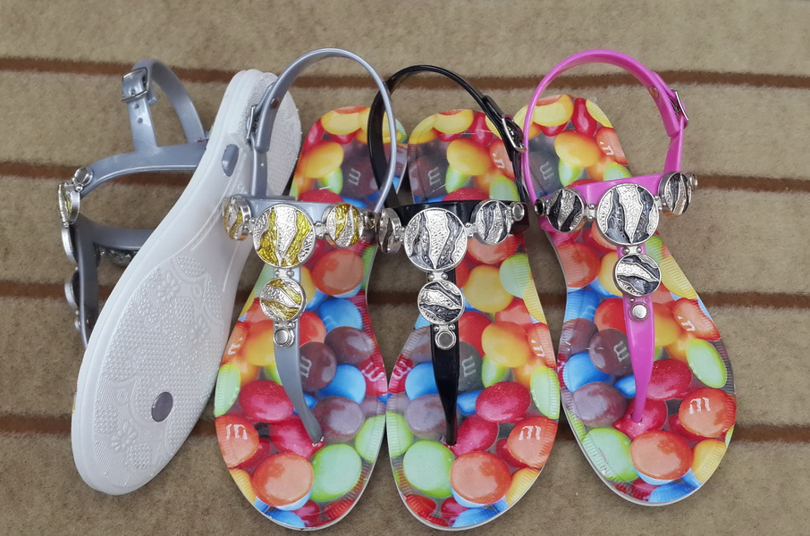  crystal chain chocolate beans shape insole new PCU sandals